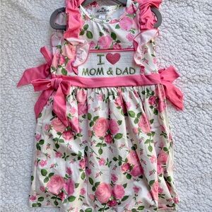 Pink Floral Kids Casual Dress